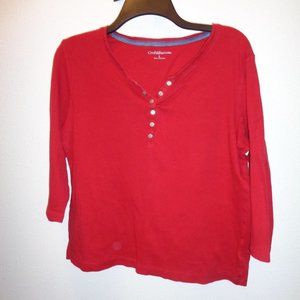 CROFT & Barrow Red 3/4 Sleeve Top Size Large